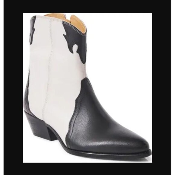 Free People New Frontier Western Boot 6 White Black Rodeo Cowgirl Country Ranch - Picture 1 of 12